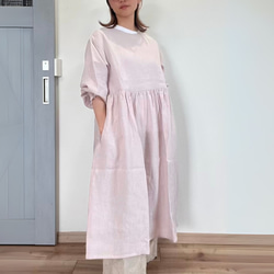 割烹着ワンピース リネン 麻 羽織 割烹着 ワンピース エプロン さくら