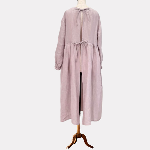 割烹着ワンピース リネン 麻 羽織 割烹着 ワンピース エプロン さくら