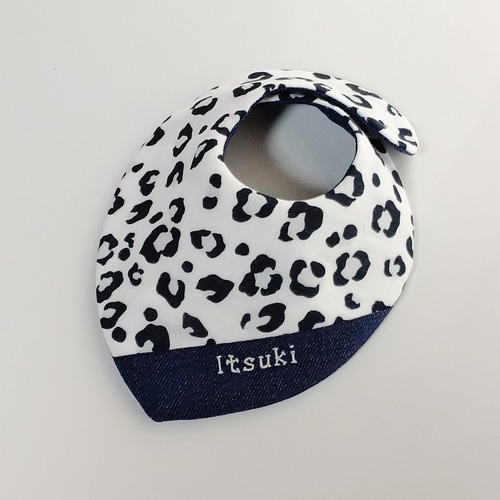 名入れ】ダブルガーゼ☆レオパード柄スタイ スタイ・よだれかけ Angel