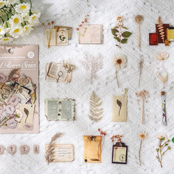 コラージュ風 お花のフレークシール 50枚 flower blooming [AR162