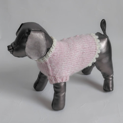 001犬服＊手編みワンピース コットン100％ 梅春物 オレンジ色のフリル