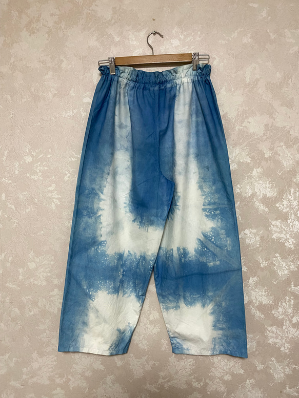 大特価 199(夏物セール)藍染めパンツ、絞り染め、爽やか、ゆったり パンツ