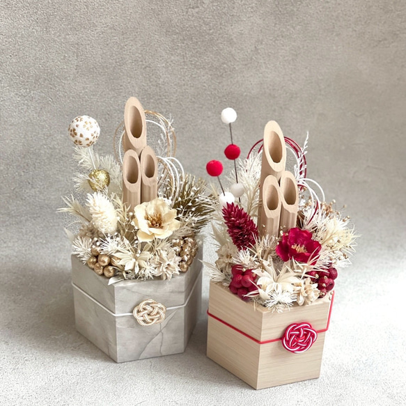 ミニ門松＊白 / お正月 / お正月飾り / ドライフラワー / プリザーブドフラワー 6枚目の画像