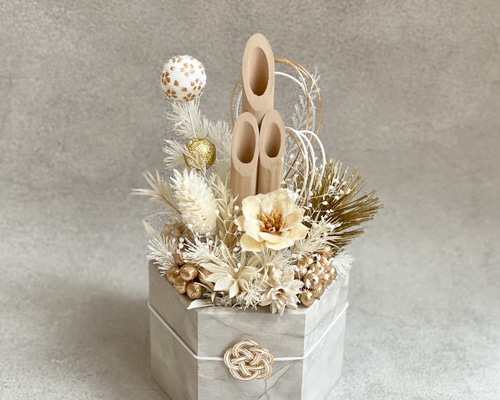 予約販売】ミニ門松＊白 / お正月 / お正月飾り / ドライフラワー