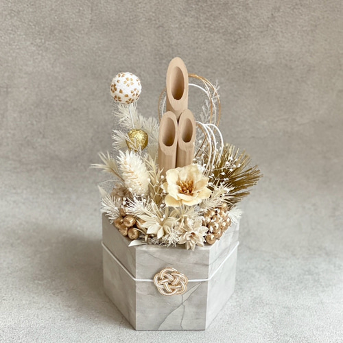 予約販売】ミニ門松＊白 / お正月 / お正月飾り / ドライフラワー