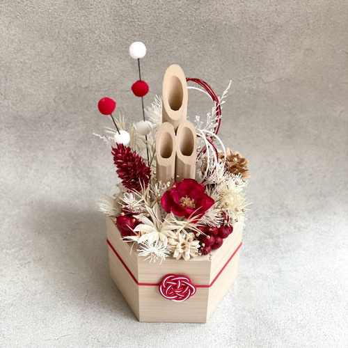予約販売】ミニ門松＊紅 / お正月 / お正月飾り / ドライフラワー