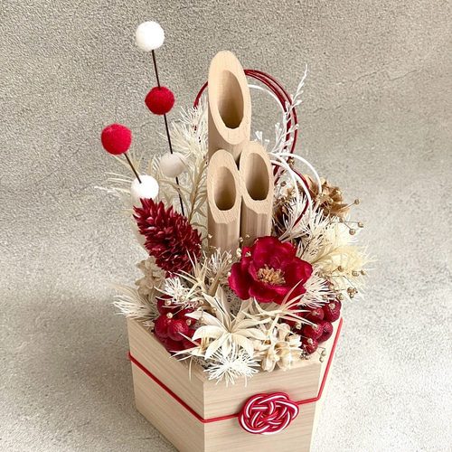 予約販売】ミニ門松＊紅 / お正月 / お正月飾り / ドライフラワー