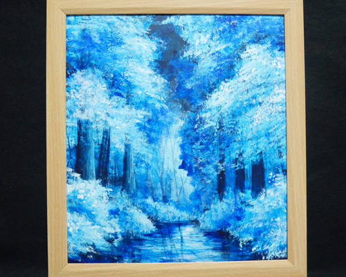 油絵 油彩 油彩画 絵 絵画【冬の森川】 絵画 HR 通販 18344044