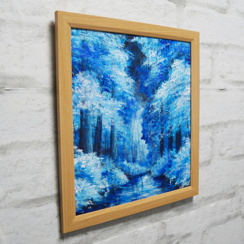 油絵 油彩 絵画 【森の冬】 油絵 油彩 油彩画 絵 絵画【冬の森川】 絵画 HR 通販 18344044