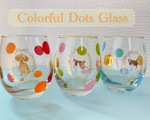 カラフルで可愛いドットグラス⭐︎お好きなワンちゃんでオーダー
