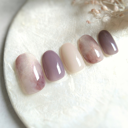 くすみパープルニュアンス♡ネイルチップ240 ネイルチップ（つけ