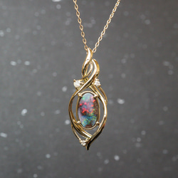 ボルダーオパール14k ペンダント トップ カラフリ】Pt900ボルダーオパール15.82ct ペンダントトップ