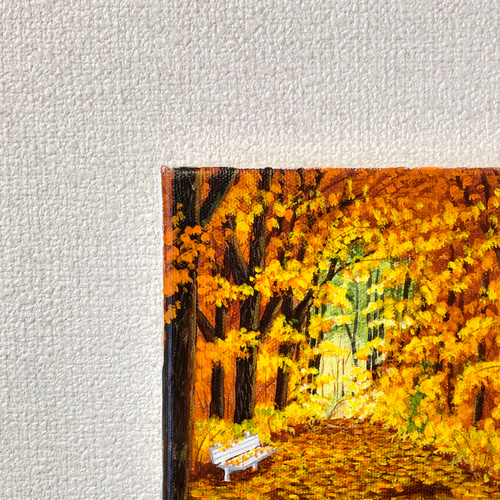 アクリル画　原画　「秋の小径」額縁付　SMサイズ　キャンバス　風景画 秋の小径02」アクリル画 原画 キャンバス F0サイズ 絵画 Oni