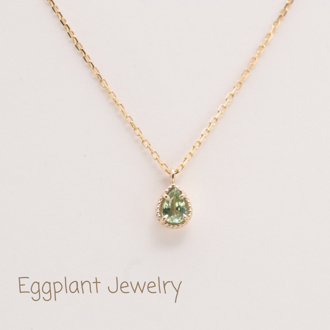 【K10/1点物】グリーンサファイアネックレス