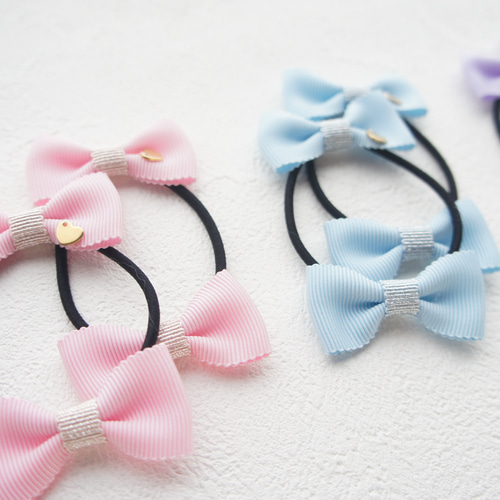 No.407 ヘアゴム　キッズ　リボン　ハンドメイド　ツイン No.407 ヘアゴムキッズリボンハンドメイドツイン