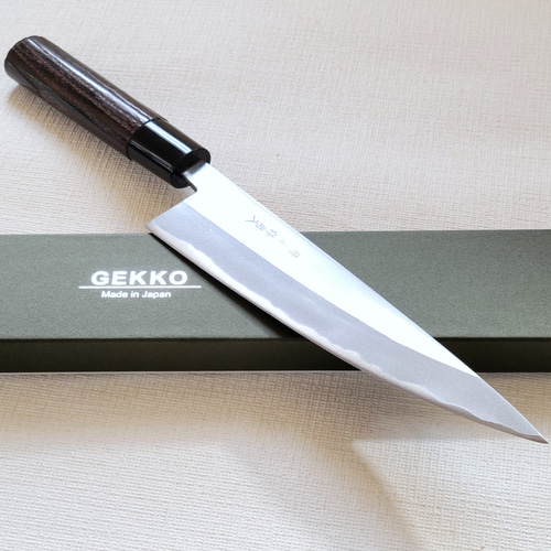 月光作 青紙2号 磨 牛刀包丁 190㎜ #1410 焼栗柄 包丁・ナイフ GEKKO