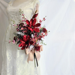 アーティフィシャルフラワーブーケ ウェディング 結婚式 和装 椿ブーケ