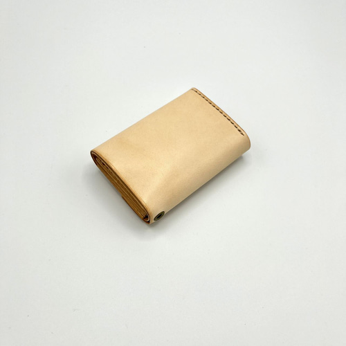 ハンドメイド 牛ヌメ革 三つ折り財布