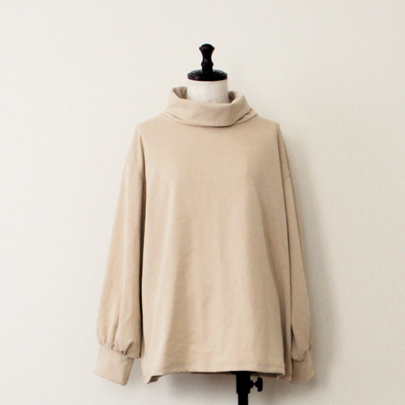 2024AW》コットン100％ミニ裏毛オーバーサイズタートルネック 