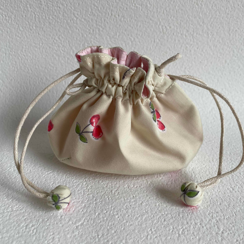 あめちゃん袋＊さくらんぼ柄 巾着袋 さだの 通販 18345296｜Creema