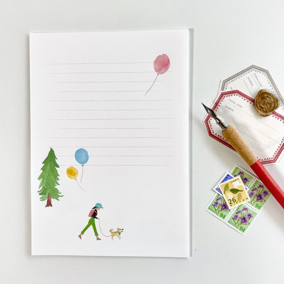 おさんぽレター　追加の便箋＆ミニシールのセット 2枚目の画像