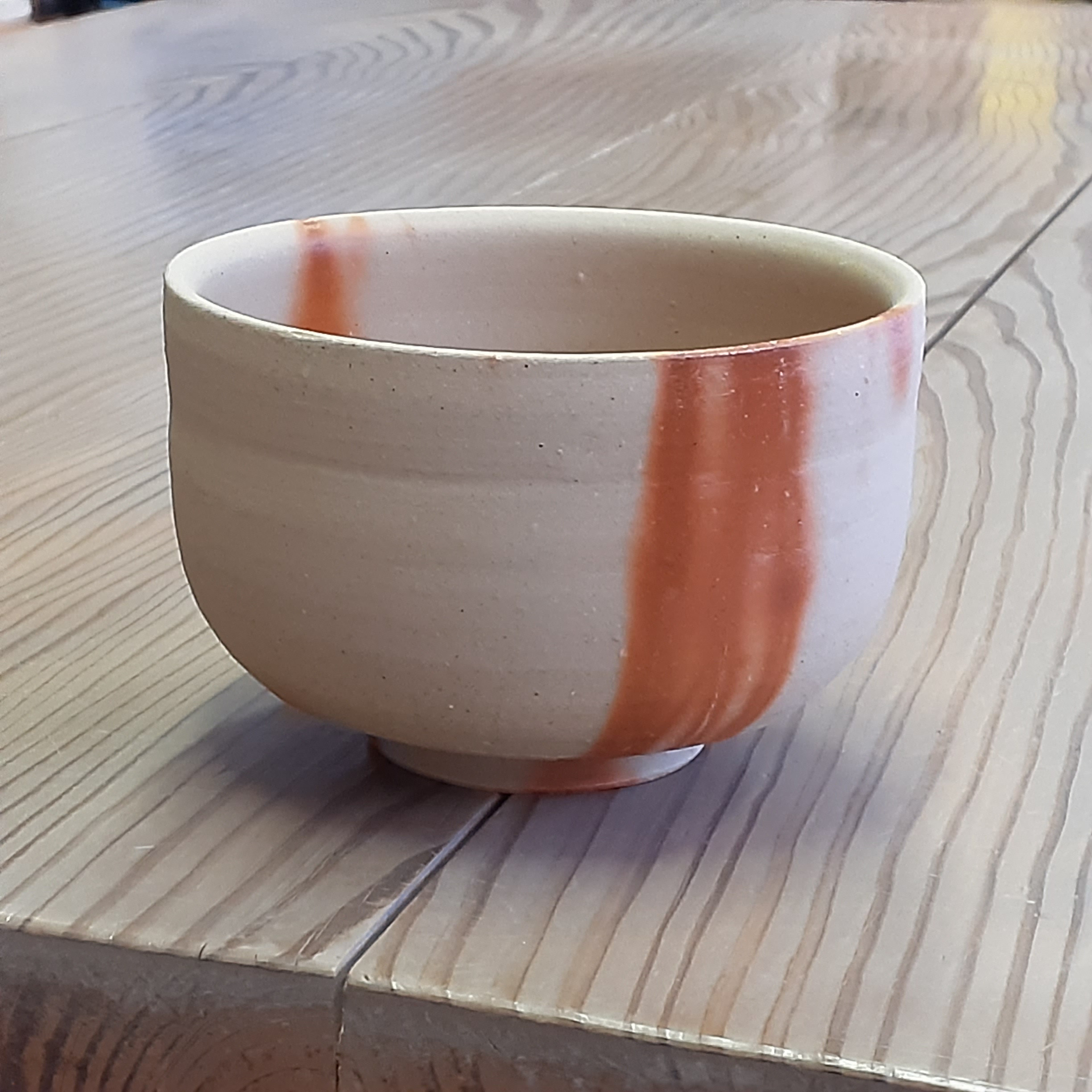 サ」銘 備前焼 緋襷茶盌A 合箱 抹茶碗 抹茶茶碗 茶器 食器 在銘