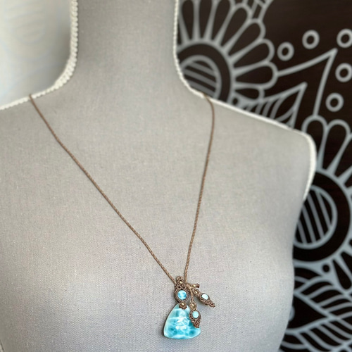 『夢空』高品質ラリマーのマクラメペンダントネックレス 夢』高品質ラリマーのマクラメペンダントネックレス ネックレス