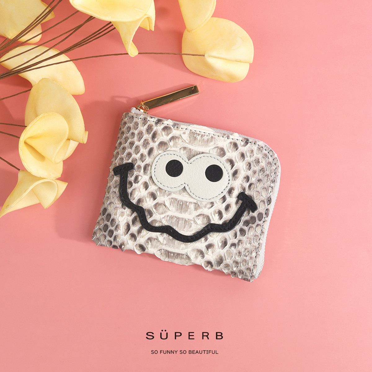 【パイソンキョロメmini/全11色】高級感ある薄くて軽い/思わず誰かに見せたくなるモンスターL字ミニ財布/コンパクト