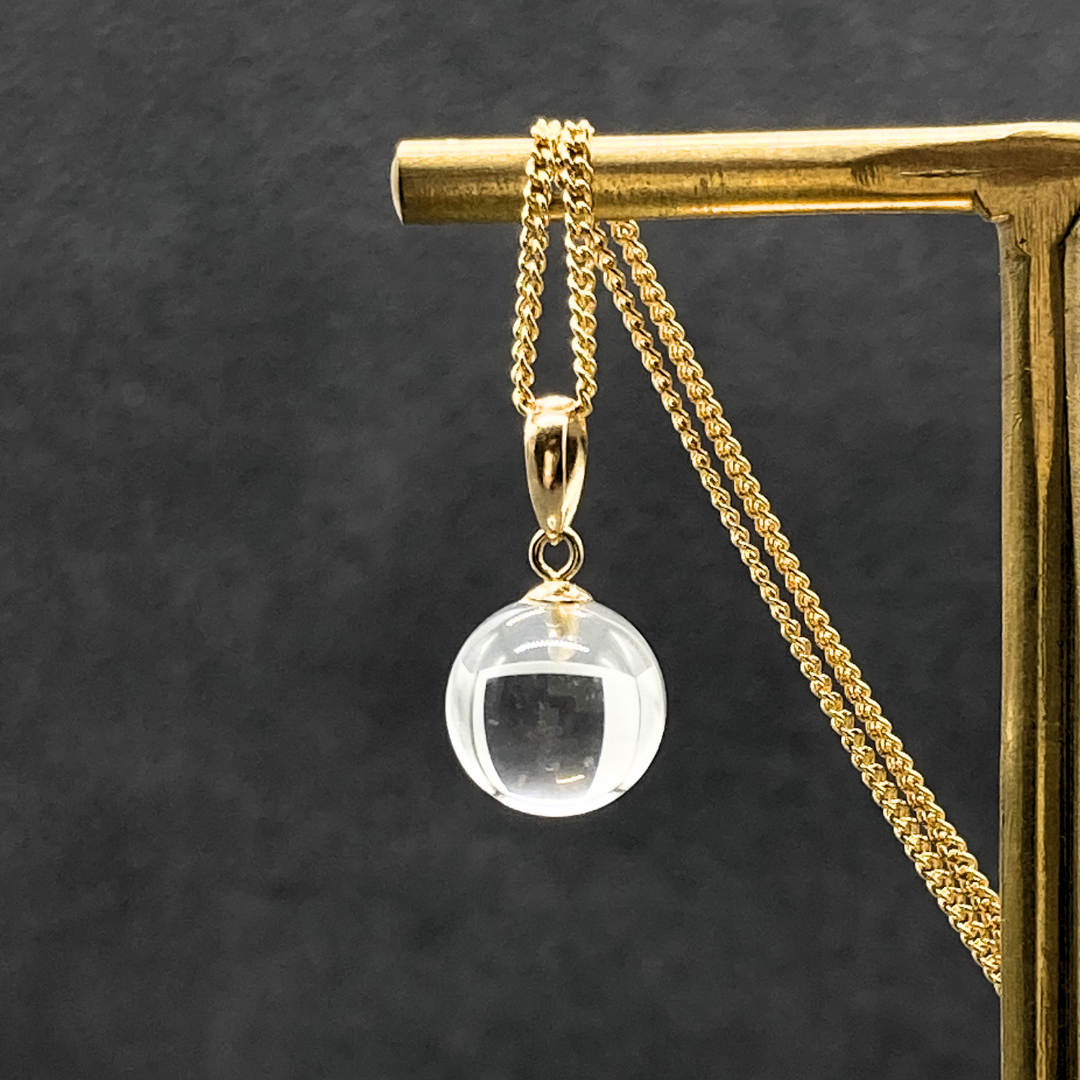 K18 10mm 丸珠 クォーツ/白水晶  天然石ネックレス - Orb -clear- S