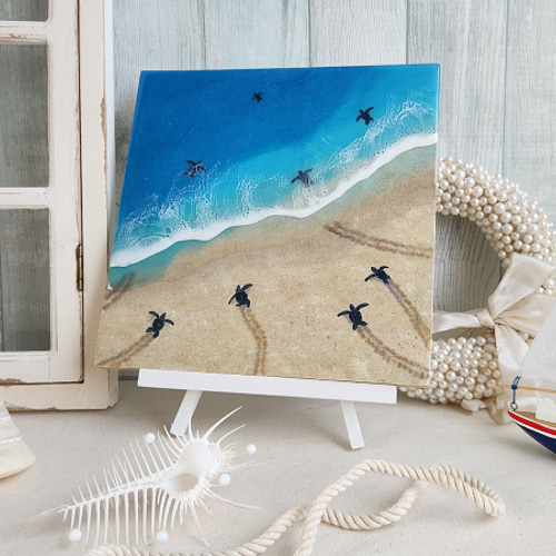 53㎝　レジンアート　海　プルメリア　絵画　原画　まあちゃんとなります 53㎝ レジンアート 海 プルメリア 絵画 原画 まあちゃん様専用