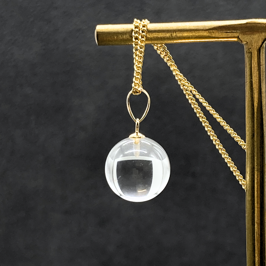 K18 12mm 丸珠 クォーツ/白水晶  天然石ネックレス - Orb -clear- M