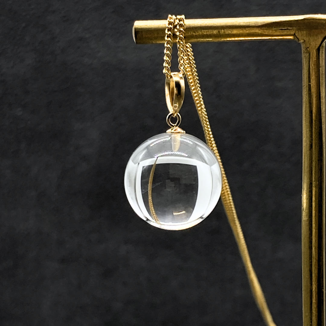 K18 16mm 丸珠 クォーツ/白水晶  天然石ネックレス - Orb -clear- L