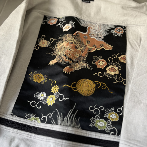 帯パッチワークオールインワン オールインワン 着物リメイク 唐獅子