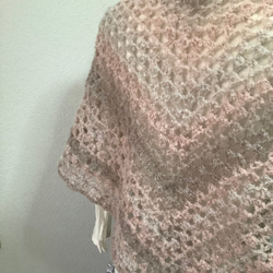 セピア調の三角ショール　三角ストール　手編み　グラデーション 3枚目の画像