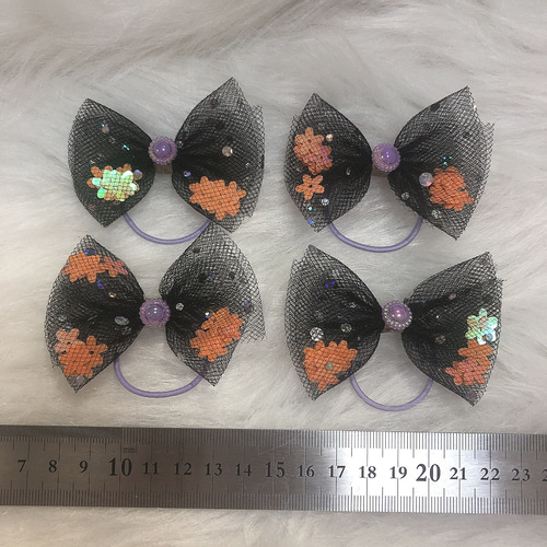 ハロウィンリボンヘアゴムNo.11☆サテン☆蝶