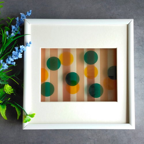 透明紙の立体作品 レトロモダン 幾何学 ストライプ 壁掛け 北欧