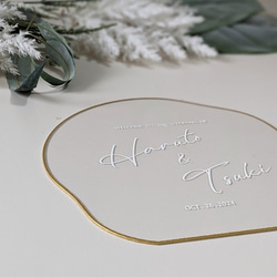 選べる形 8種類『クリア＆ゴールドエッジ』 アクリルウェルカムボード(小さめサイズ) 10枚目の画像