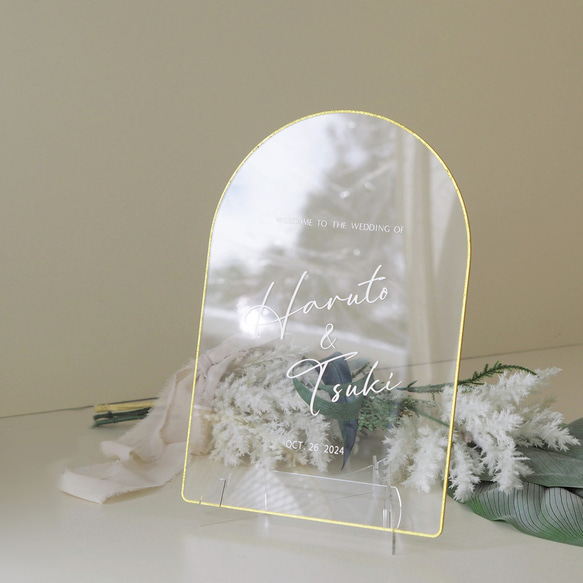 選べる形 8種類『クリア＆ゴールドエッジ』 アクリルウェルカムボード(小さめサイズ) 9枚目の画像