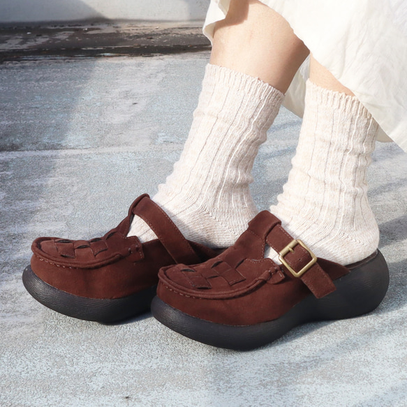 赤いスエードサボサンダル スエードアミコミサボ | 厚底 サボサンダル 秋冬 レディース Nuts