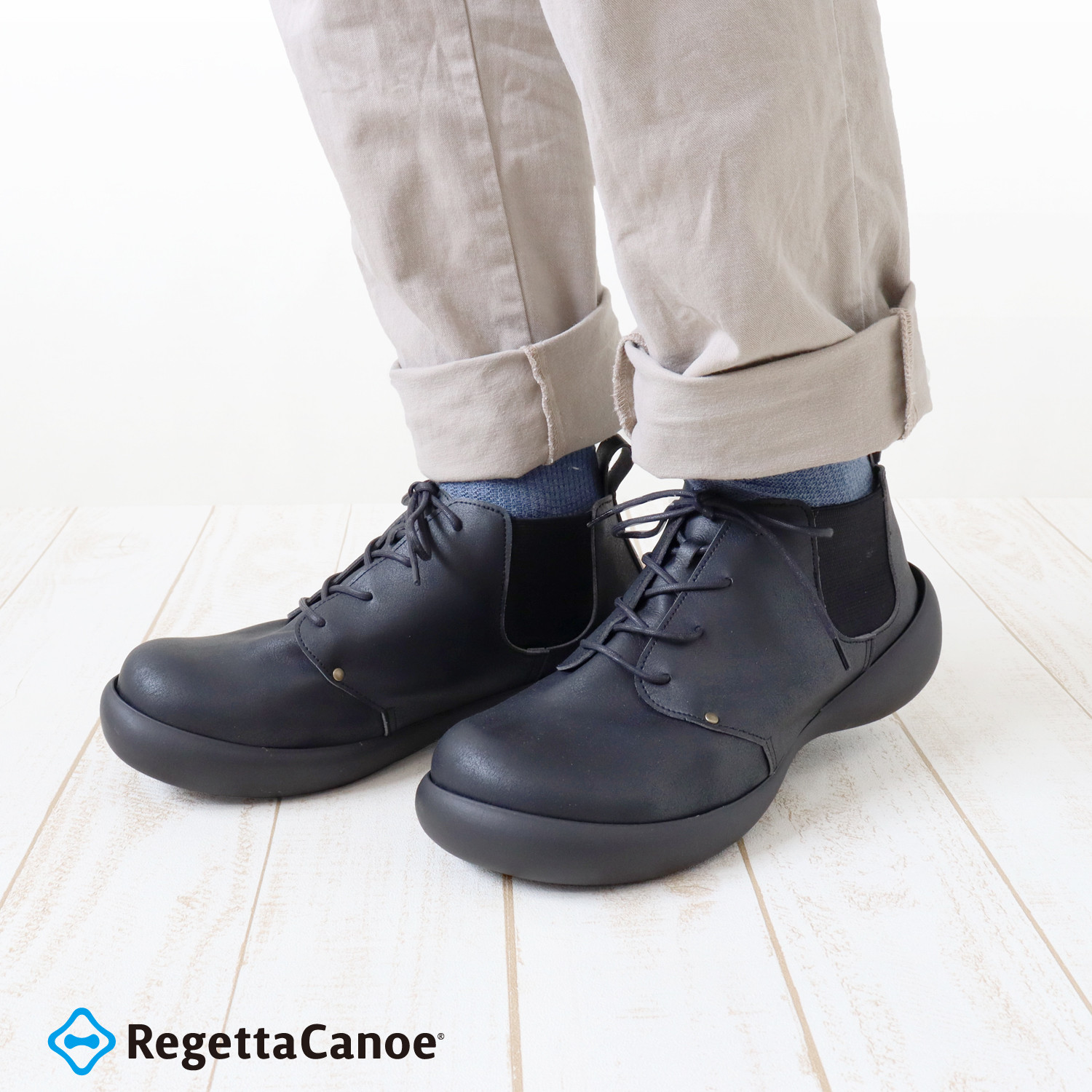 サイドゴア レースアップブーツ アンティーク調 メンズ RegettaCanoe-リゲッタカヌー- CJFS-6927