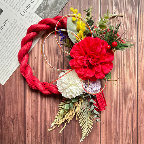 No.514 しめ縄リース フラワーリース しめ飾り 正月飾り 玄関