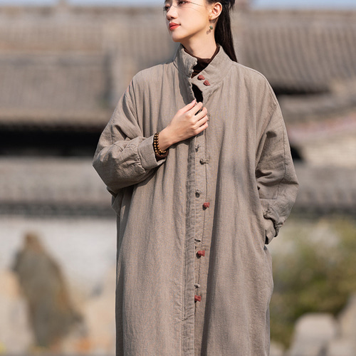 砂洗ラミー麻純綿充填超ワイドコート #モカ色 コート A.A織り 通販