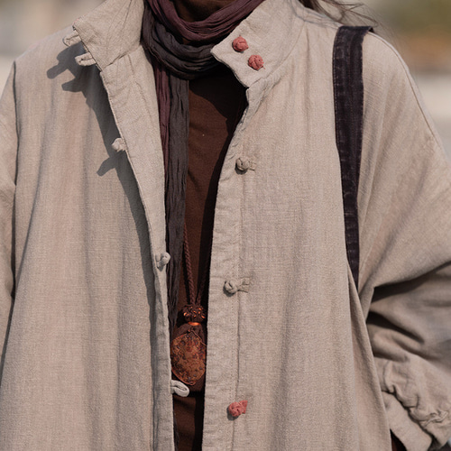 砂洗ラミー麻純綿充填超ワイドコート #モカ色 コート A.A織り 通販