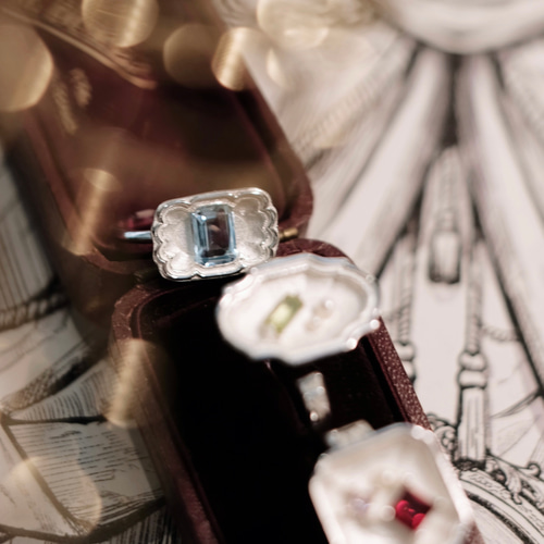 Candy Gemstone」パール宝石プレートリング【緑】 指輪・リング Kikii