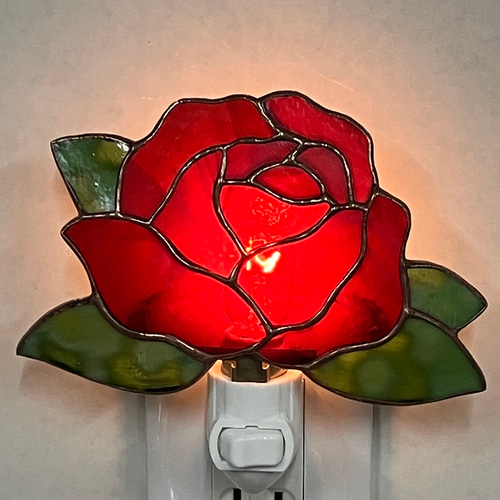 ステンドグラス☆薔薇のテーブルランプ