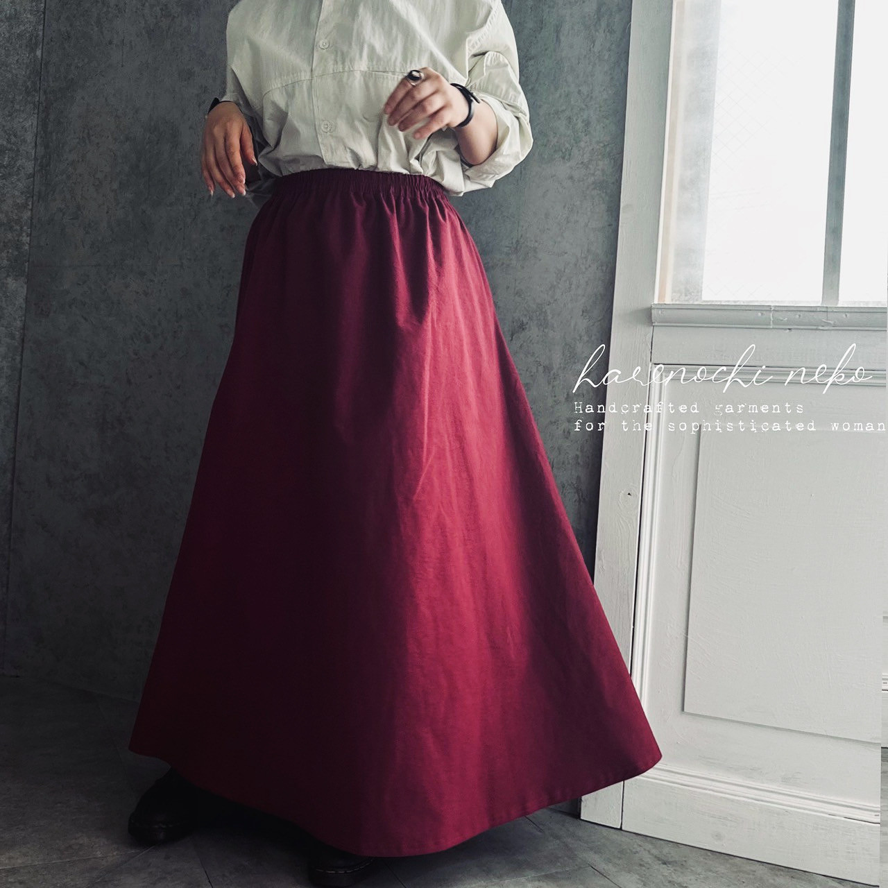 ■3日内発送■ヴィンテージ感漂う。【トラッドテイスト。オールプリーツマキシスカート】バーガンディー