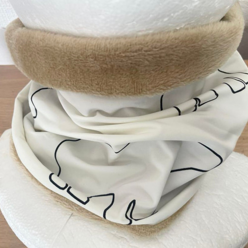 裏ボア息がしやすいホワイト&シロクマバフウォーキング国内手作り  