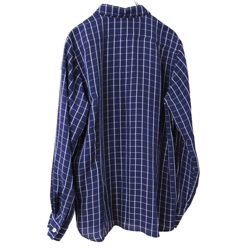 チェックシャツ ネイビー チェックブラウス チェック柄 秋冬 紺色  