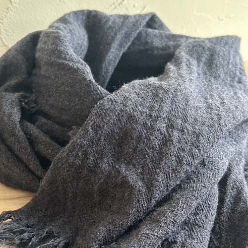 ウールガーゼ 大判ストールマフラー（ダークグレー） ＊ ストール