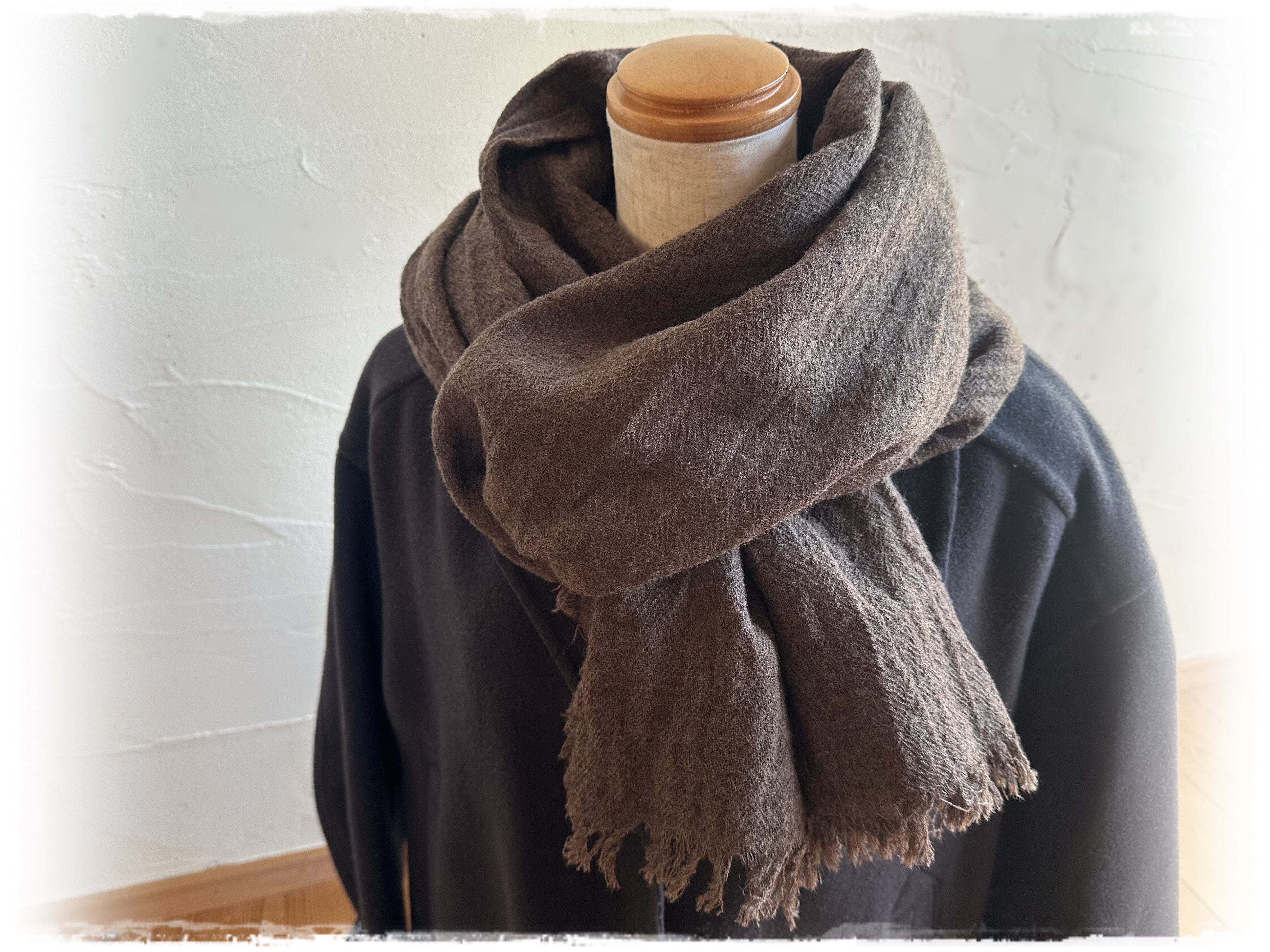 ＊　ウールガーゼ　大判ストールマフラー（チョコレートブラウン）　＊